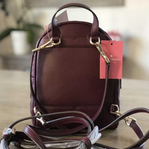 NWT Kate Spade Natalia Mini Convertible Cherrywood quilted leather cherry red - Picture 6 of 7